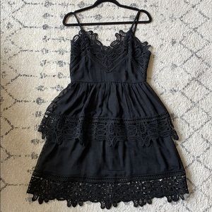 Aqua brand Black Lace & Polka Dot Tiered Dress